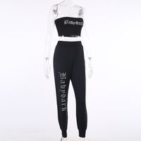 Imcute Two Piece Set Sleeveless Milk Silk Tank Top and Sweatpants