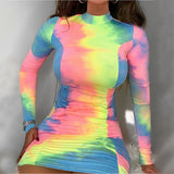 Y2k Clothes Mini Club Dress Tie-dye