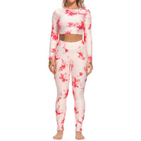 Yoga Tracksuit 2pcs Long Sleeve Crop Top High Waist Leggings