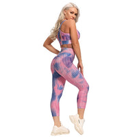 Yoga Tracksuit 2pcs Long Sleeve Crop Top High Waist Leggings