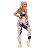 Yoga Tracksuit 2pcs Long Sleeve Crop Top High Waist Leggings