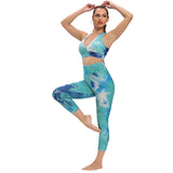 Yoga Tracksuit 2pcs Long Sleeve Crop Top High Waist Leggings