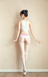 Bandage Gymnastics Bodysuit Open Crotch Bodystocking Mesh Teddy