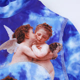 Angel Printed  Long Sleeve Turtle Neck Crop Top