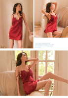 V-neck Spaghetti Straps Silk Sexy Nightwear