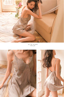 V-neck Spaghetti Straps Silk Sexy Nightwear