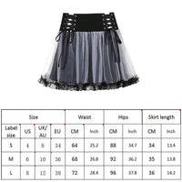 Dark Mall Gothic Mesh Mini Skirts Punk Lace Up High Waist Skirt