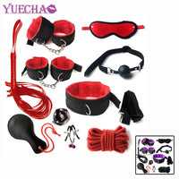 10pcs Adult Handcuffs Ball Whip Kit Bondage Set