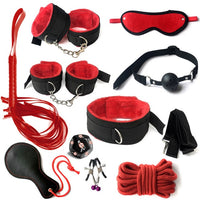 10pcs Adult Handcuffs Ball Whip Kit Bondage Set