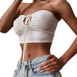 Sexy White Crop Top Sleeveless Wrapping Tank Tube Tops