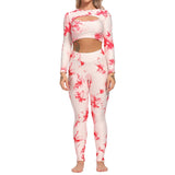 Yoga Tracksuit 2pcs Long Sleeve Crop Top High Waist Leggings